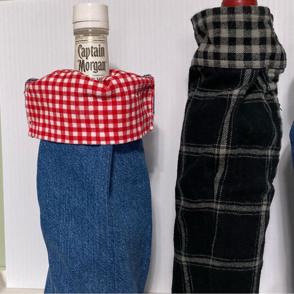 Denim and Flannel Wine Tote Bags Set of 3 - Picture 7 of 14